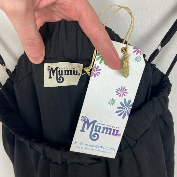 NWT Show Me Your Mumu Tiered Ruffle Maxi Dress Colorblock Black White Size Small - Picture 4 of 11